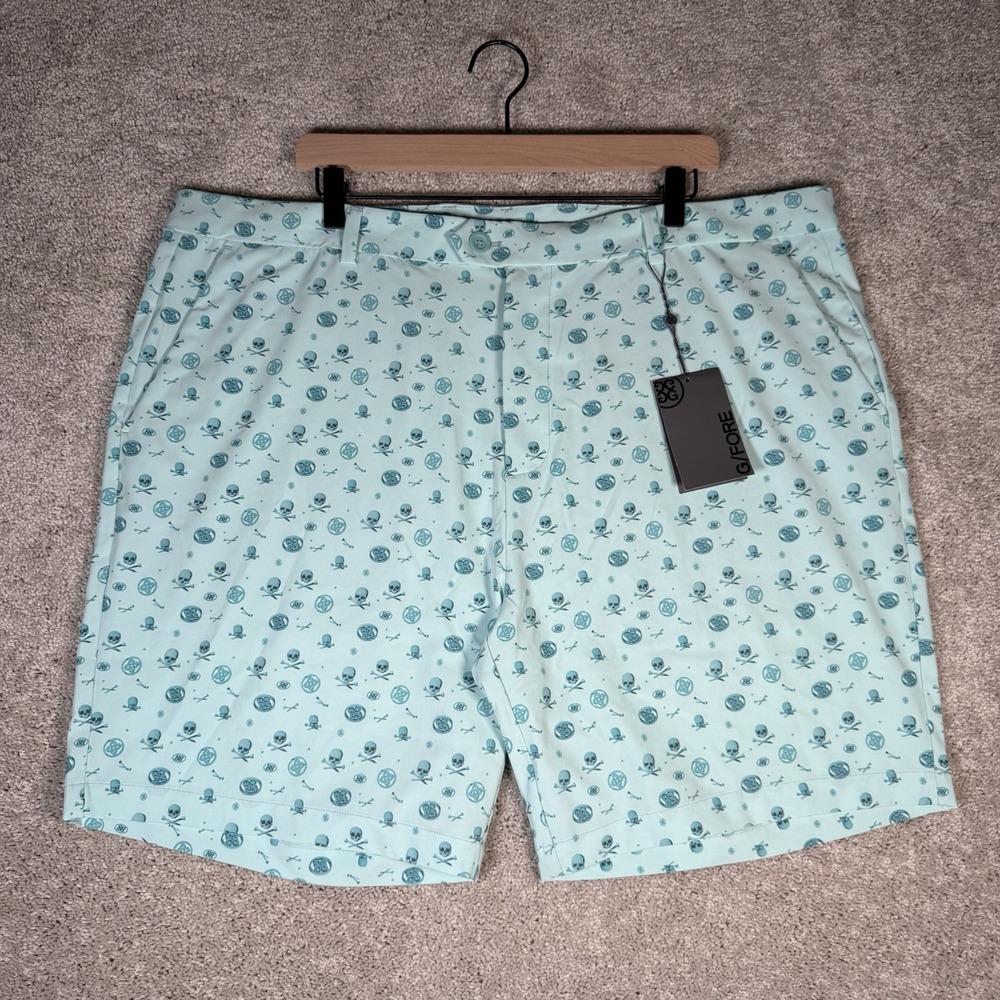 NWT G/Fore Men's 42 Performance Maverick Hybrid‎ Golf Shorts Teal Skull Logo